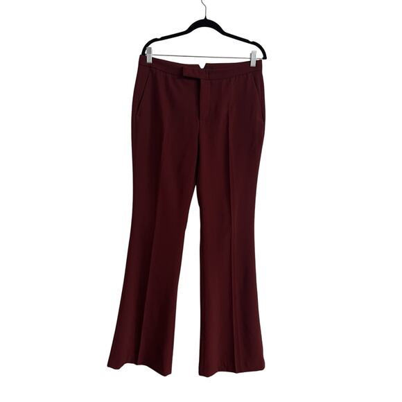 Zara Pants - ZARA Women L Trouser Pant Burgundy High Rise Wide Leg Clean Seam Career Office